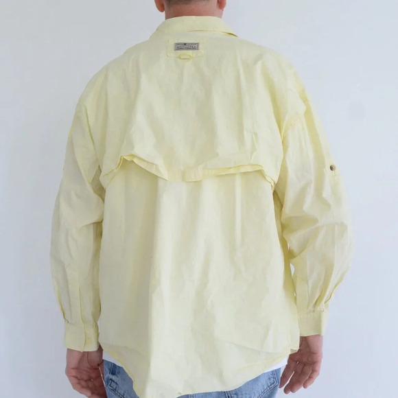 Vintage Hook & Tackle Outfitters  Technical Fishing Gear Yellow Button Up Shirt - Picture 2 of 11